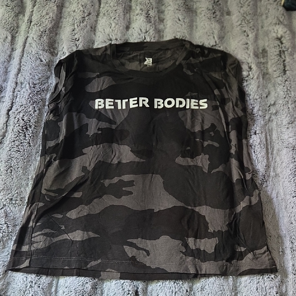 Better Bodies Grey Camo Astoria T Shirt Sz S